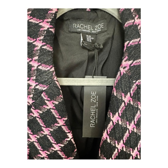 RACHEL ZOE | NWT Double Breasted Tweed Blazer Jacket in Black & Pink, Size XS - Picture 6 of 11